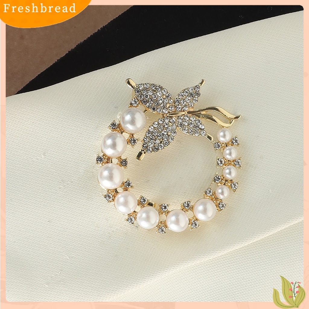 &lt; Freshbread &gt; Bros Round Hollow Out Mewah Bulat Mutiara Imitasi Berlian Imitasi Wanita Brooch Untuk Pacaran