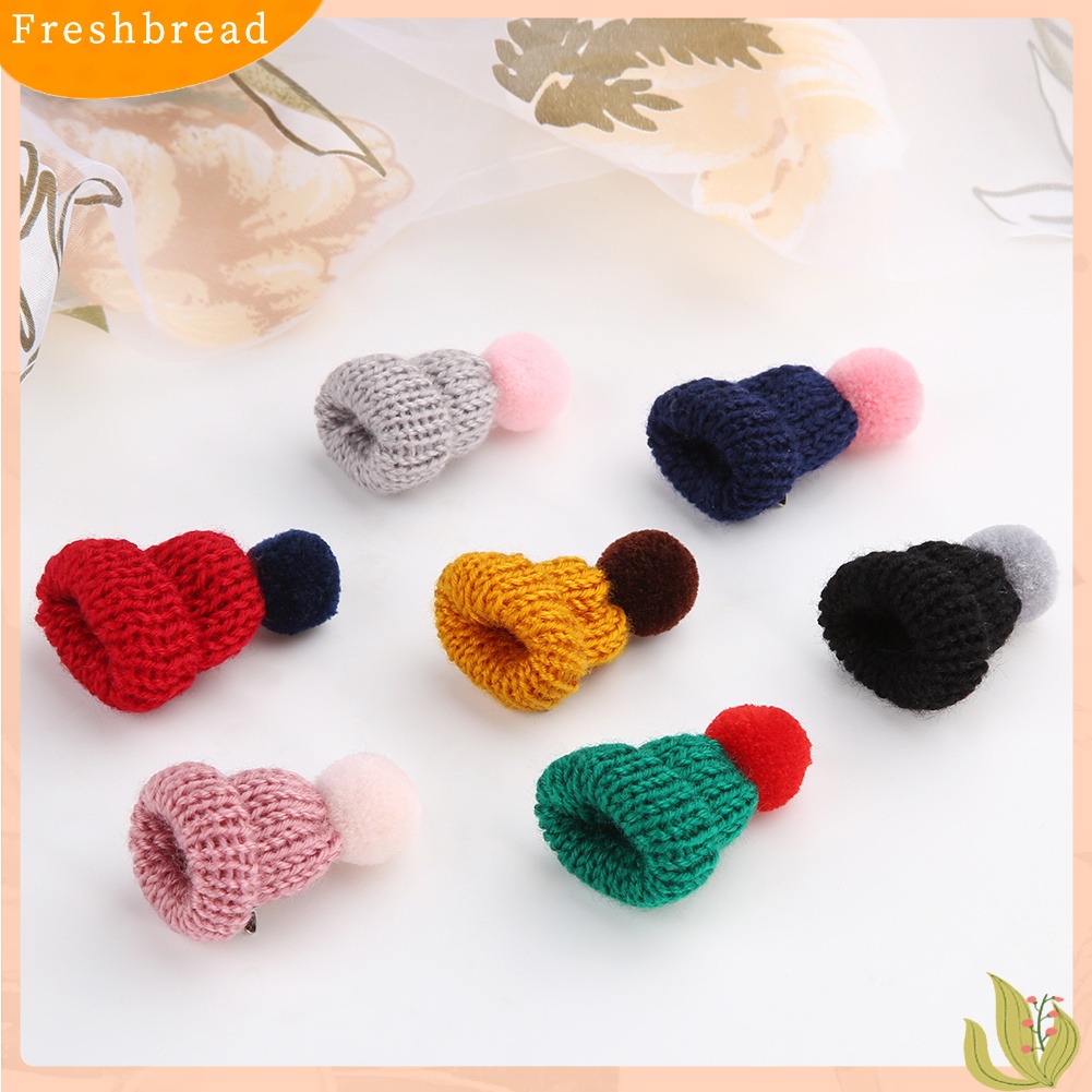 &lt; Freshbread &gt; Fashion Rajut Pom Pom Topi Bros Pin Wanita Natal Gaun Syal Aksesori