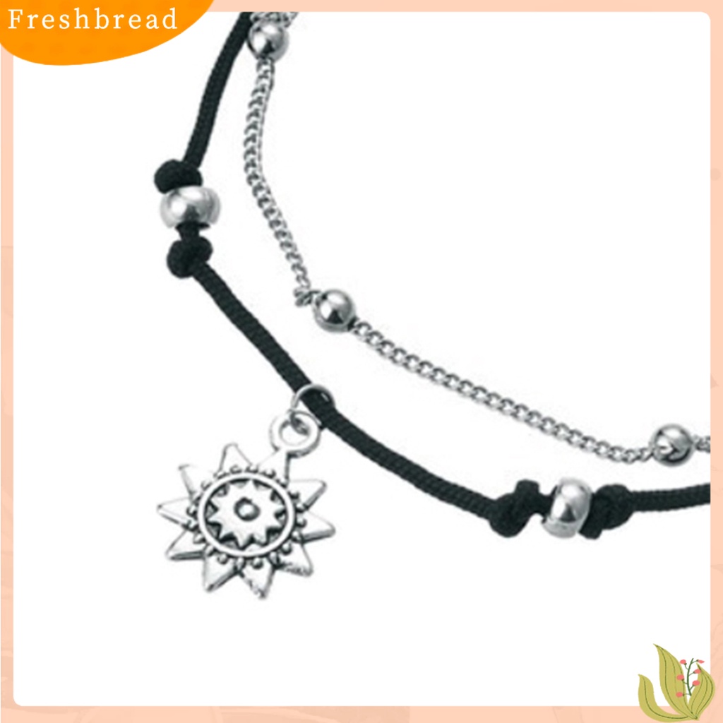 &lt; Freshbread &gt; Gelang Kaki Rantai Bentuk Matahari Nyaman Untuk Menyimpan Perhiasan Gelang Kaki Wanita Warna Silver Untuk Hadiah