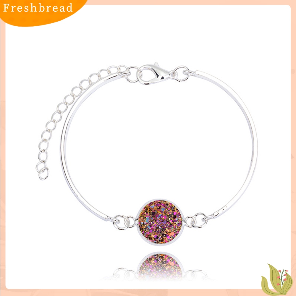 &lt; Freshbread &gt; Fashion Gelang Batu Geode Alami Perhiasan Berlian Imitasi Pave Wanita Gelang Hadiah