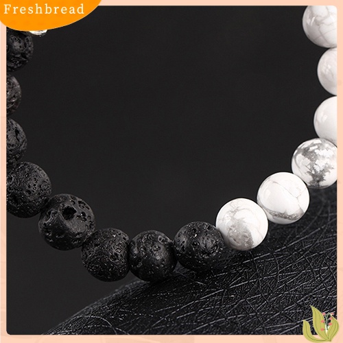 &lt; Freshbread &gt; Wanita Pria Batu Alam Perak Berlapis Leopard Kepala Handmade Beads Bracelet