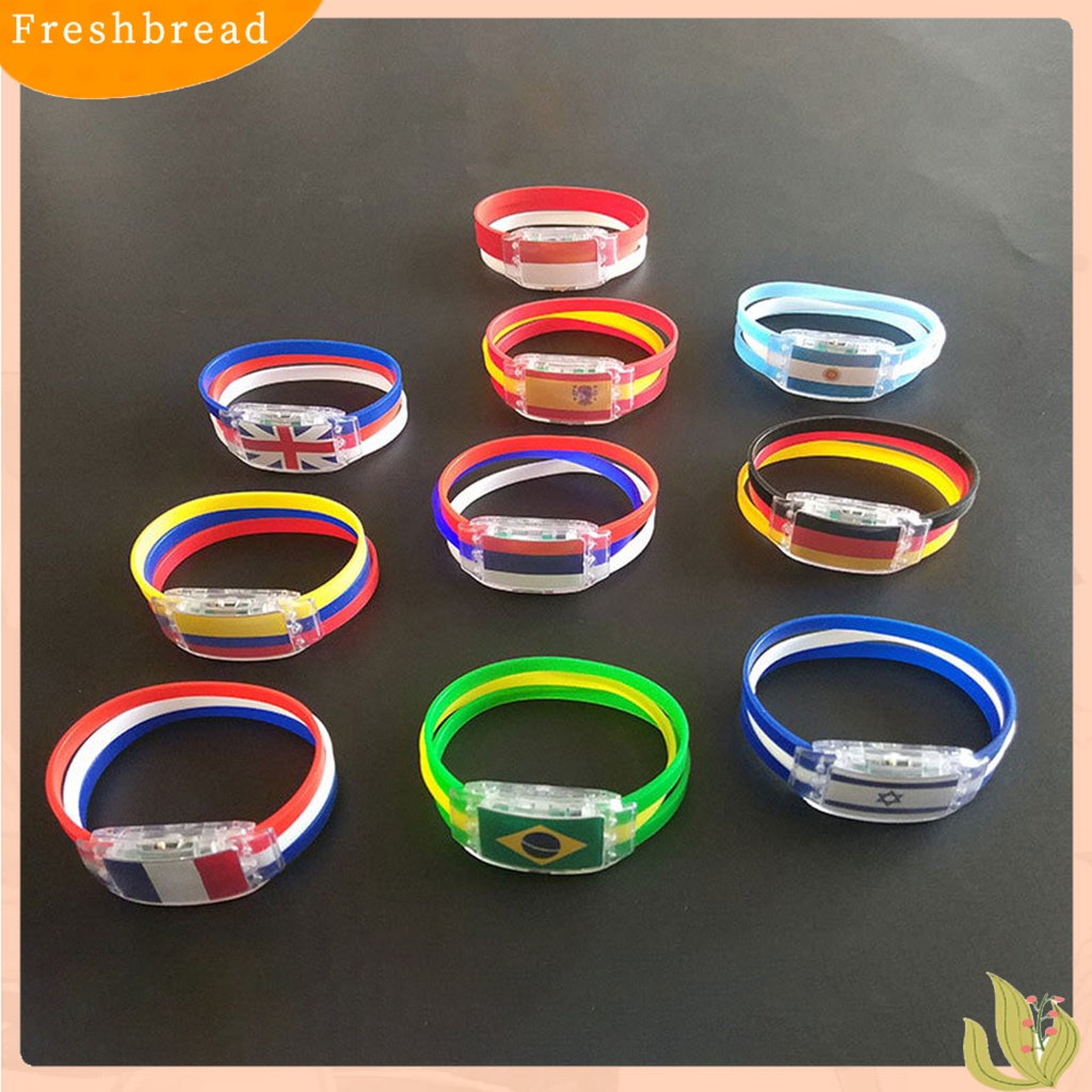 &lt; Freshbread &gt; Gelang Tangan Piala Dunia Glow in The Dark Tambah Suasana Argentina Brazil Jerman Spanyol Bendera Nasional Gelang LED Untuk Club