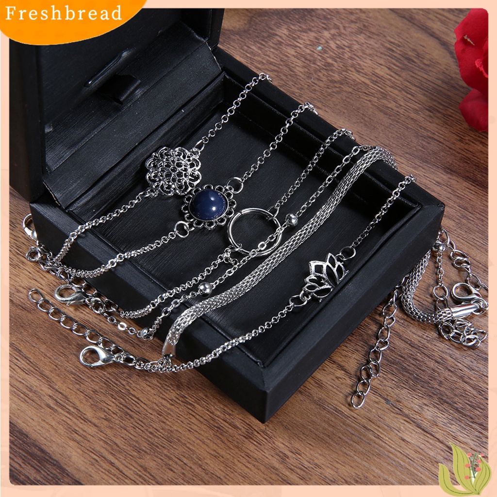 &lt; Freshbread &gt; 6Pcs/Set Wanita Gelang Set Bentuk Bunga Hollow Out Perhiasan Multi Bentuk Tangan Rantai Set Untuk Hadiah