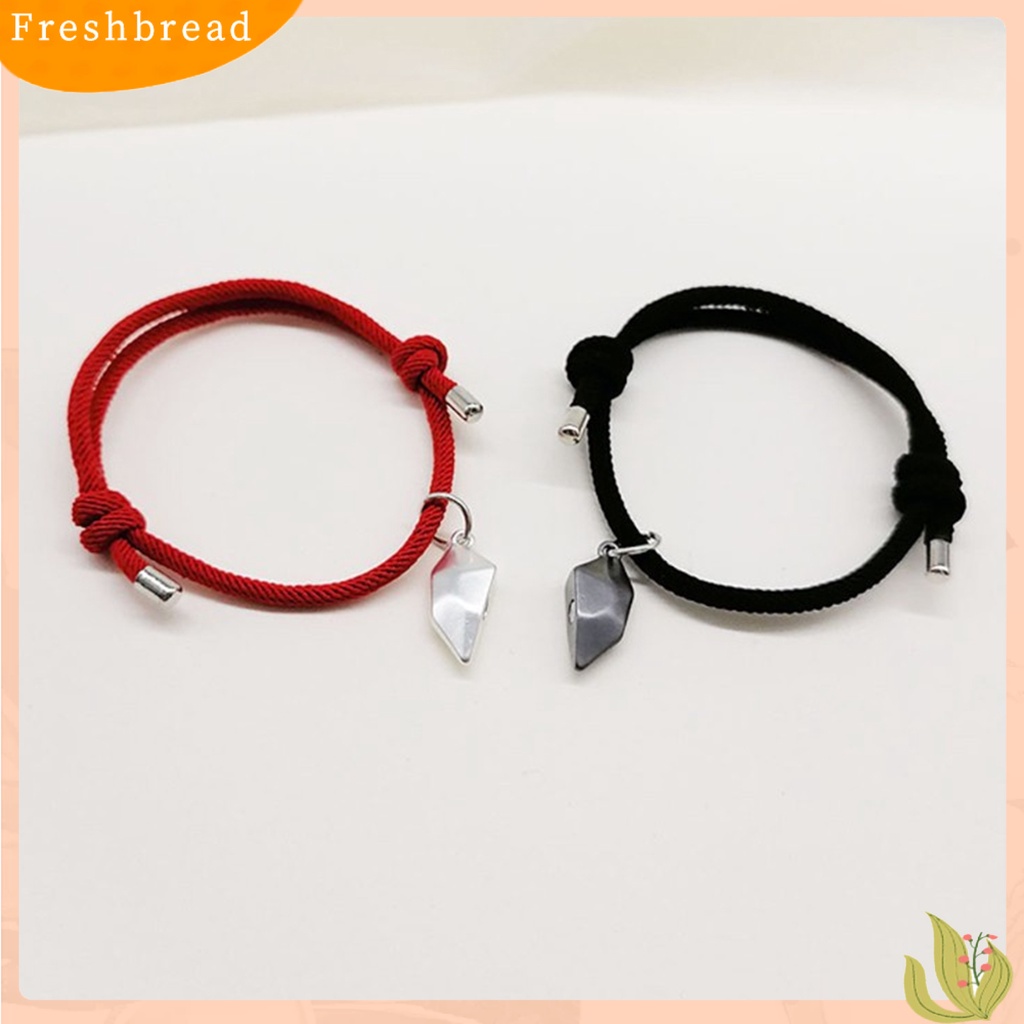 &lt; Freshbread &gt; 1pasang Gelang Couple ic Cinta Romantis Unisex Bentuk Hati Panjang Yang Dapat Disesuaikan Pria Bracelet Jewelry