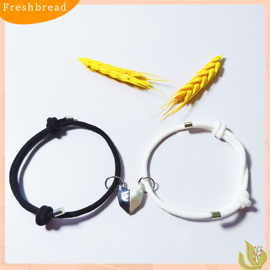 &lt; Freshbread &gt; 1pasang Gelang Couple ic Cinta Romantis Unisex Bentuk Hati Panjang Yang Dapat Disesuaikan Pria Bracelet Jewelry