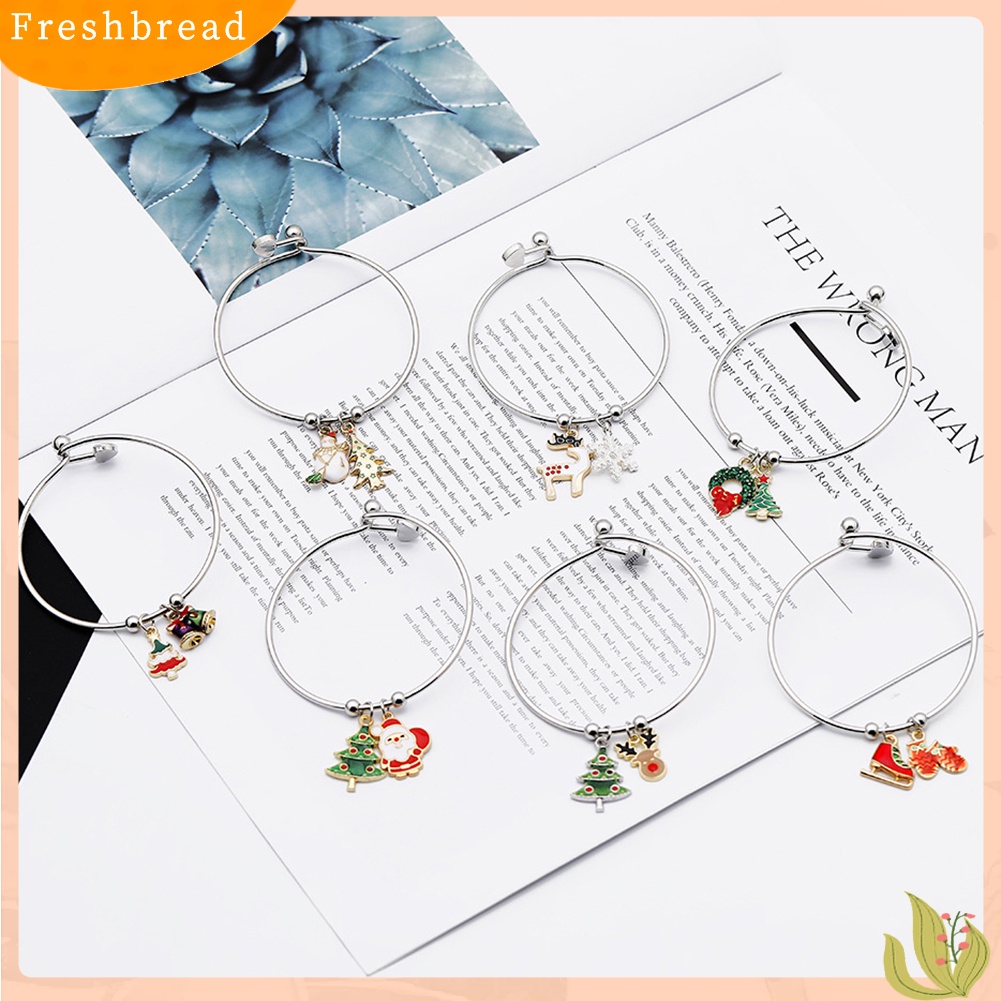 &lt; Freshbread &gt; Natal Klasik Xmas Pohon Elk Santa Claus Liontin Alloy Gelang Perhiasan Hadiah