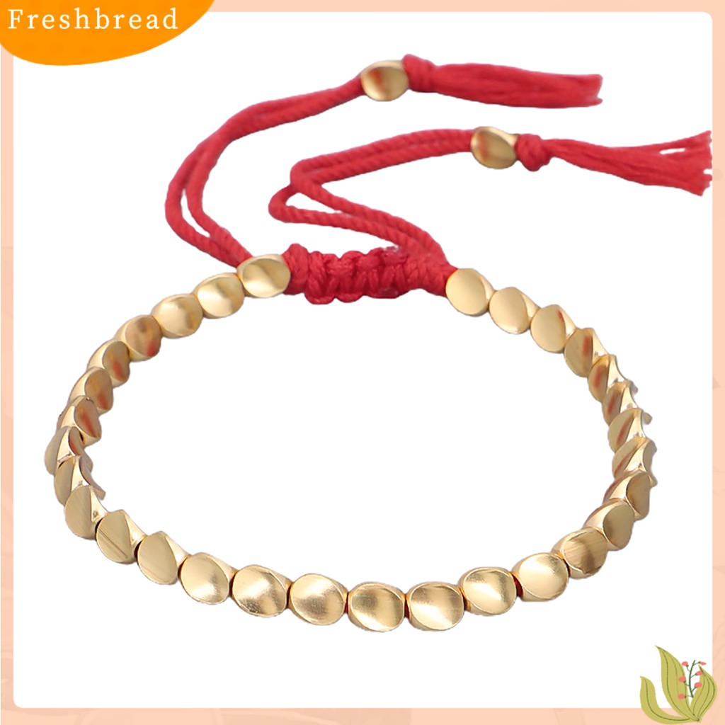 &lt; Freshbread &gt; Unisex Handmade Braided Copper Beads Serut Tali Keberuntungan String Rantai Gelang