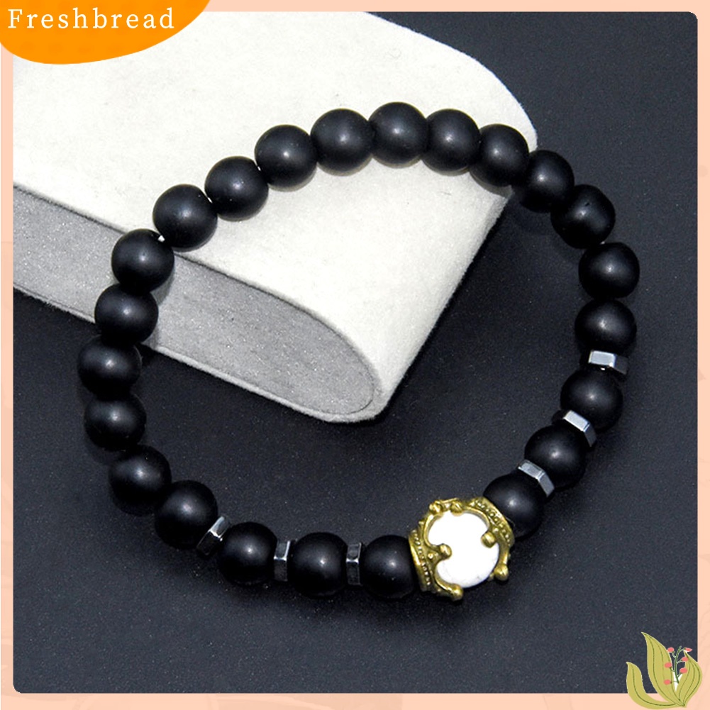 &lt; Freshbread &gt; Fashion Pria Mahkota Pesona Batu Alam Manik-Manik Gelang Bangle Pesta Perhiasan Hadiah