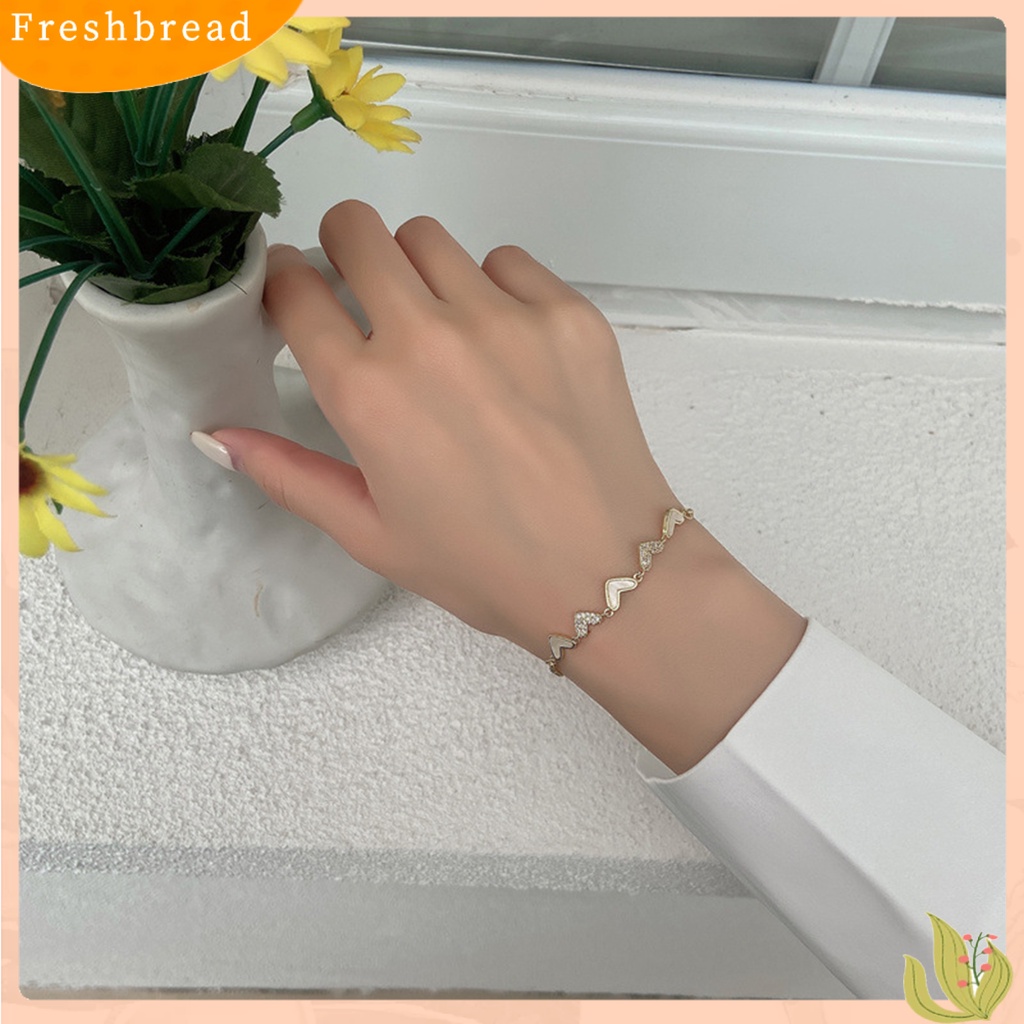 &lt; Freshbread &gt; Wanita Gelang Berlian Imitasi Hias Adjustable Aksesoris Desain Bentuk Hati Bangle Untuk Pesta