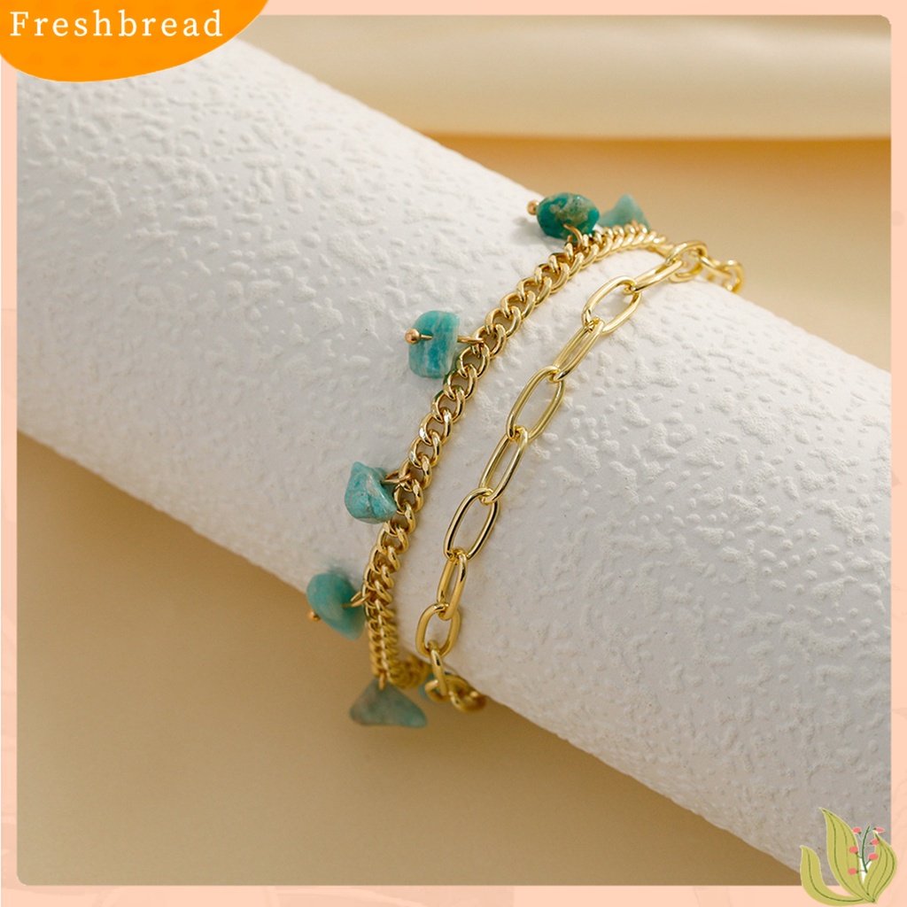 &lt; Freshbread &gt; Gelang Wanita Double Layer Simulasi Turquoises Jewelry Adjustable Bohemian Bracelet Untuk Pesta