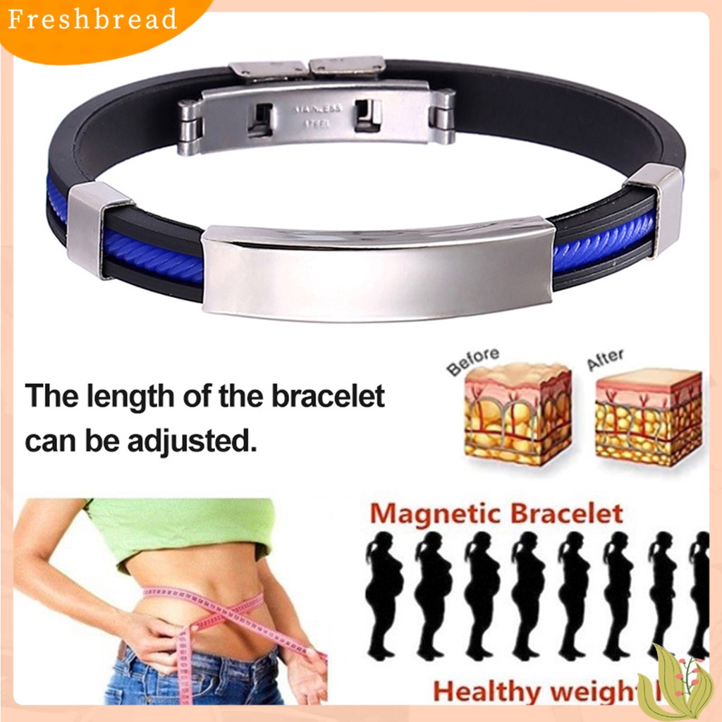 &lt; Freshbread &gt; Pria Gelang Silikon Elastis Adjustable Gesper Minimalis Poles Hias Dekorasi Bebas Alergi Trendi Pria Gelang Stainless Steel Aksesori Perhiasan