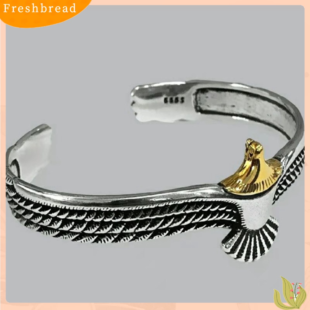 &lt; Freshbread &gt; Manset Gelang Electroplating Vintage Ukiran Pembukaan Anti-Korosif Menghias Karat-Bukti Pria Retro Elang Terbang Gelang Aksesori Pakaian