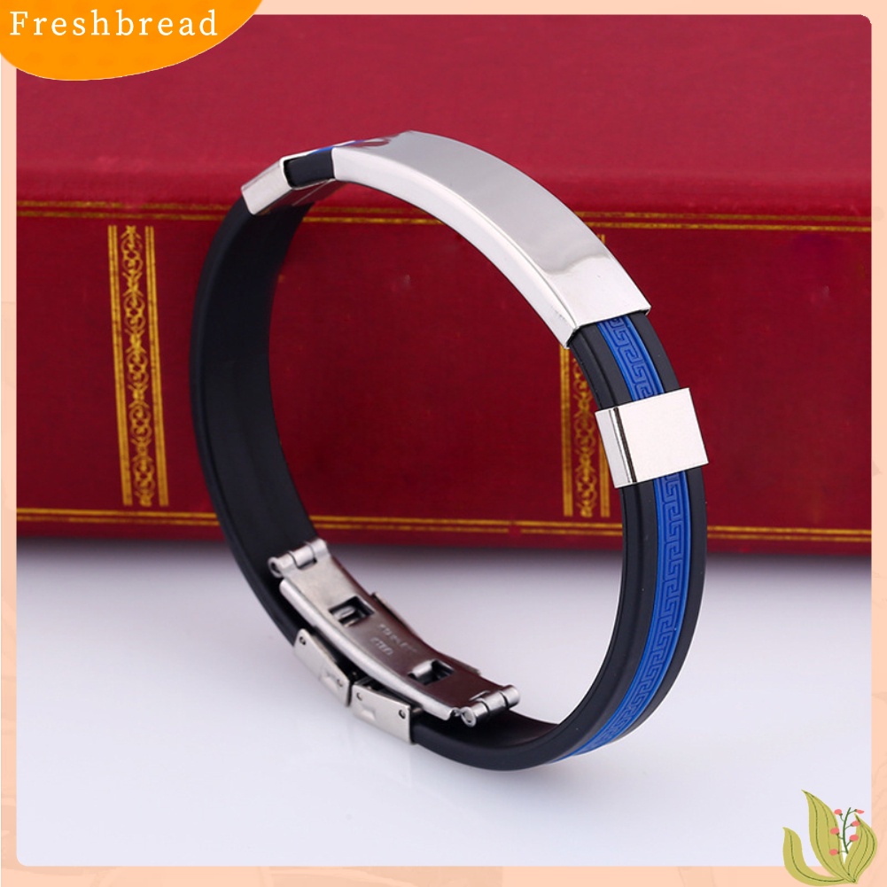 &lt; Freshbread &gt; Fashion Silikon Gelang Gelang Pria Adjustable Bangle Perhiasan Hadiah Ulang Tahun