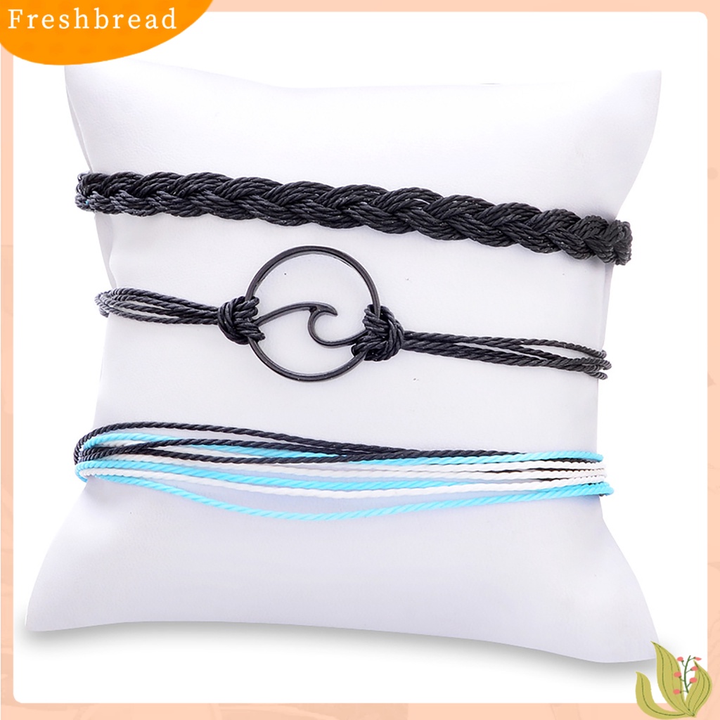 &lt; Freshbread &gt; 3Pcs/Set Gelang Multilayer Bohemia Tali Kepang Gelombang Lingkaran Gelang Tangan Untuk Pacaran