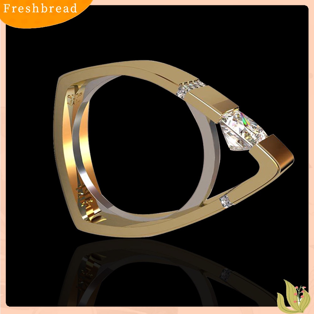 &lt; Freshbread &gt; Fashion Wanita Geometri Berongga Segitiga Berlian Imitasi Jari Cincin Dekorasi Perhiasan Hadiah