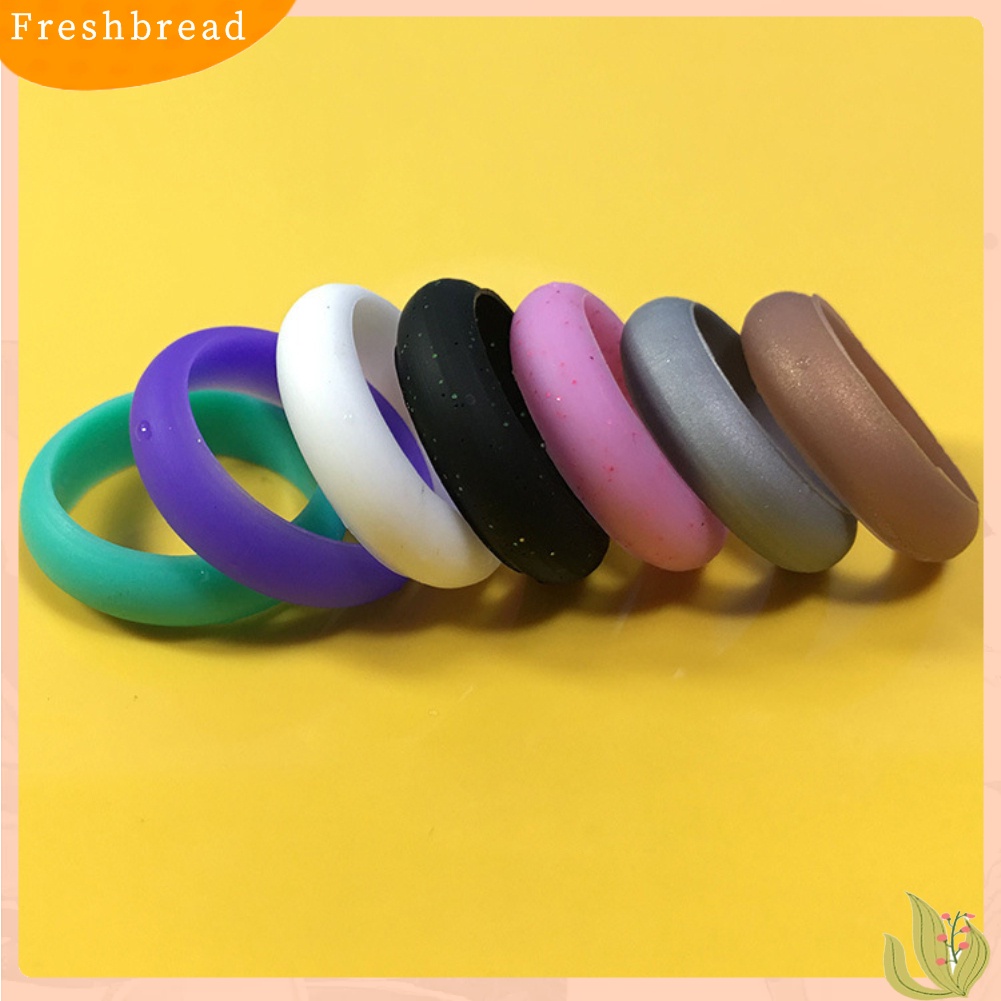 &lt; Freshbread &gt; 7Pcs/Set Multi Color Fashion Cincin Jari Silikon Pasangan Kekasih Perhiasan Hadiah