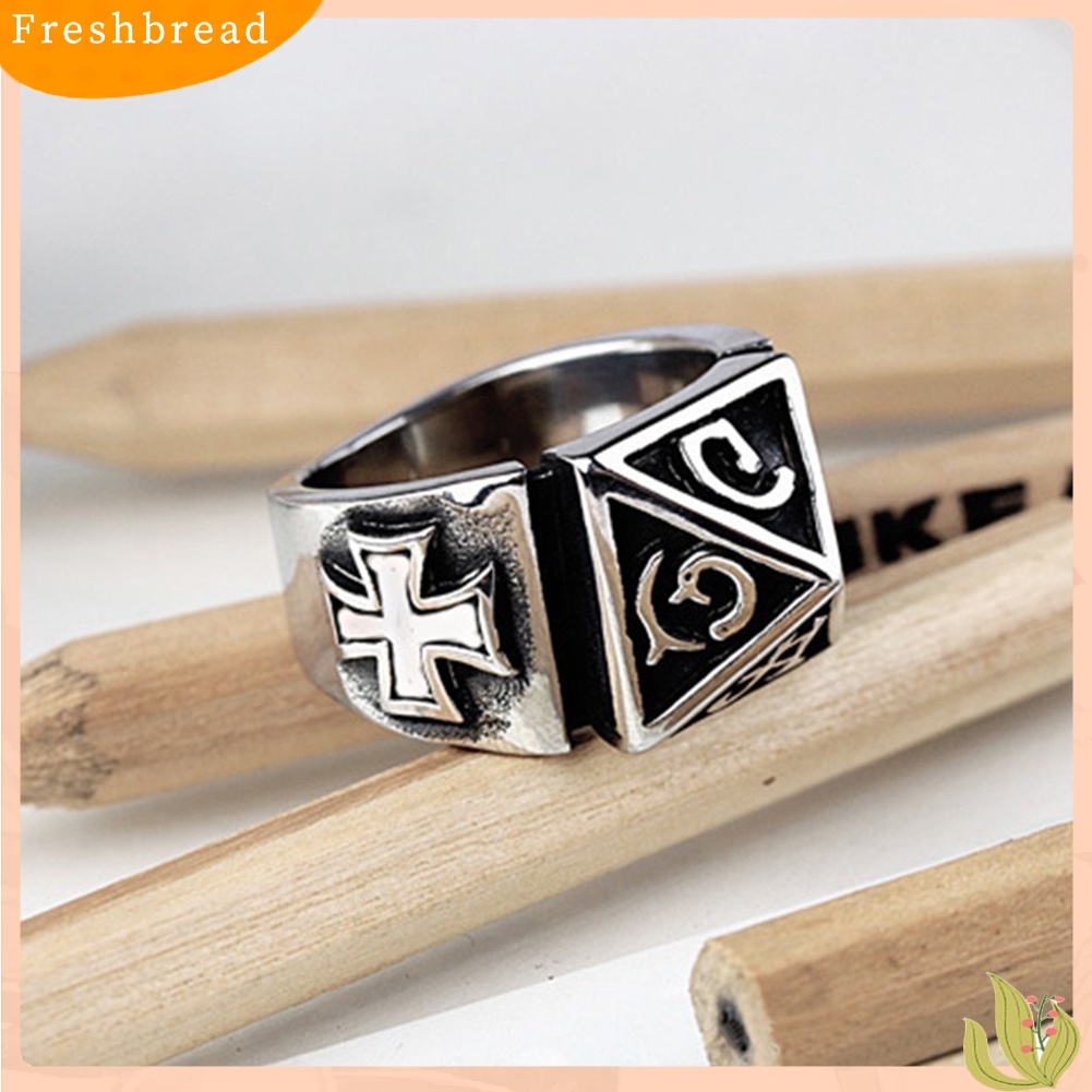 &lt; Freshbread &gt; Punk Titanium Steel Jari Cincin Pria Perhiasan Hadiah Xmas Pesta Cocktail Fashion