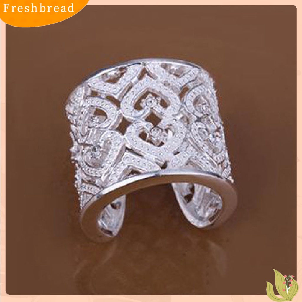 &lt; Freshbread &gt; Cincin Jari Hollow Adjustable Berlian Imitasi Tiny Open Hearts Ring Untuk Kehidupan Sehari-Hari