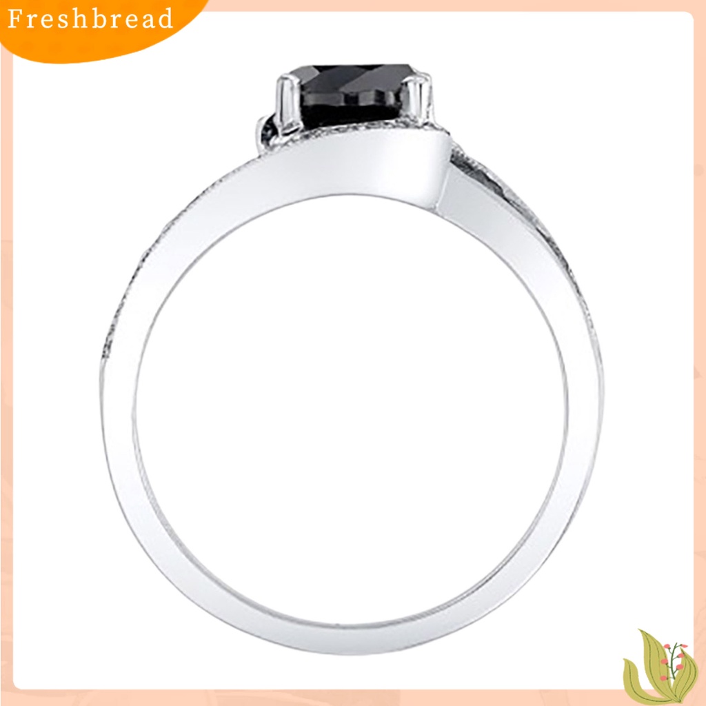 &lt; Freshbread &gt; Cincin Jari Geometris Hitam Cubic Zirconia Perhiasan Fashion Penampilan Indah Finger Ring Untuk Pernikahan