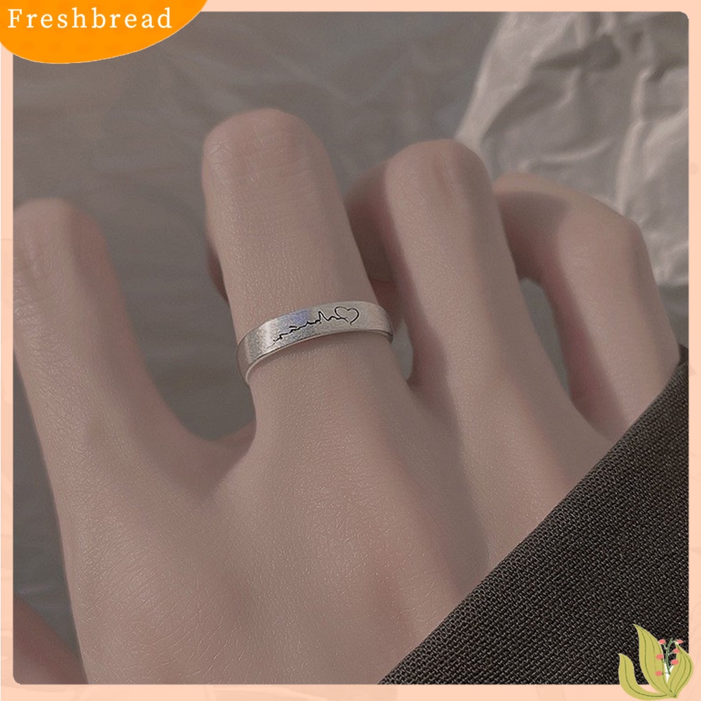 &lt; Freshbread &gt; Cincin Wanita Ujung Terbuka Desain Elektrokardiogram Geometris Electroplating Hias Copper Silver-color Finger Ring Untuk Pakaian Sehari-Hari