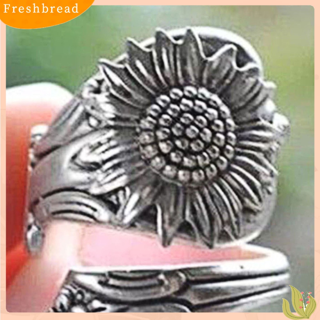 &lt; Freshbread &gt; Cincin Pembukaan Wanita All-match Bunga Matahari Mekar Sederhana Alloy Adjustable Untuk Tanggal