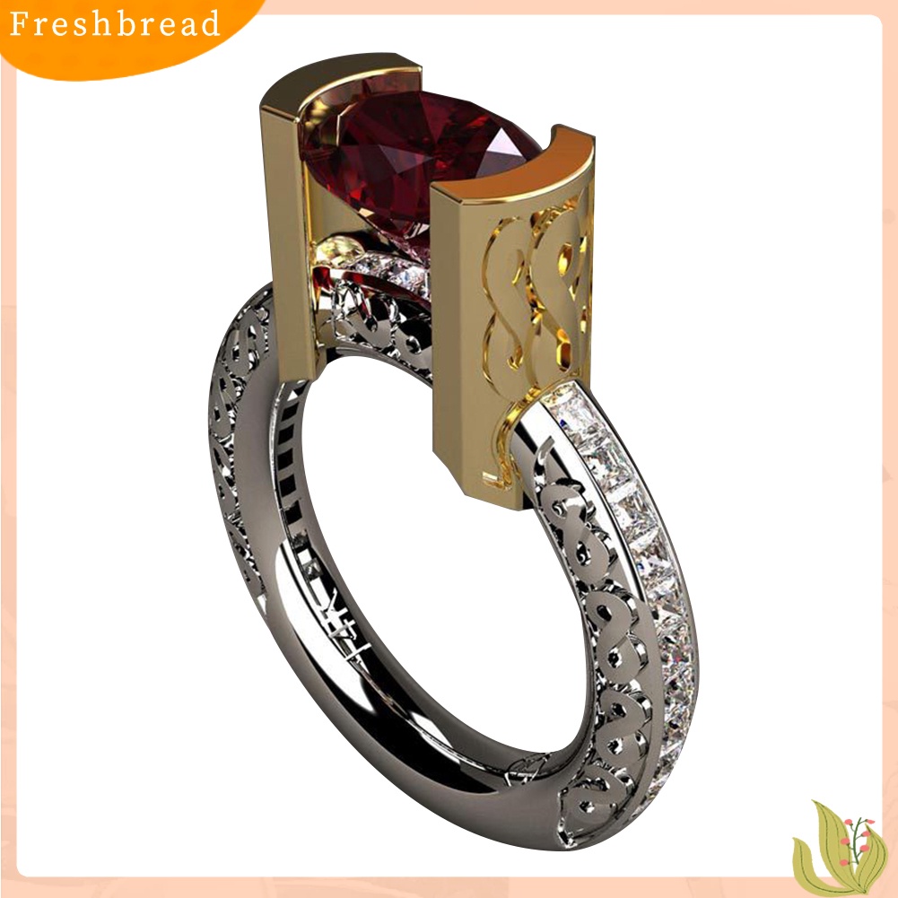 &lt; Freshbread &gt; Fashion Faux Ruby Dual Color Cincin Jari Wanita Perhiasan Pertunangan Pernikahan