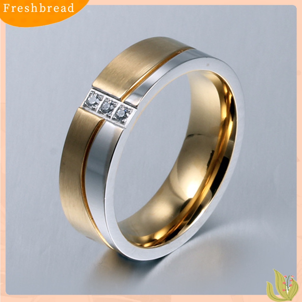 &lt; Freshbread &gt; Wanita Cincin Bulat Shiny Cubic Zirconia Warna Kontras Dipoles Pasangan Jari Cincin Bridal Ring