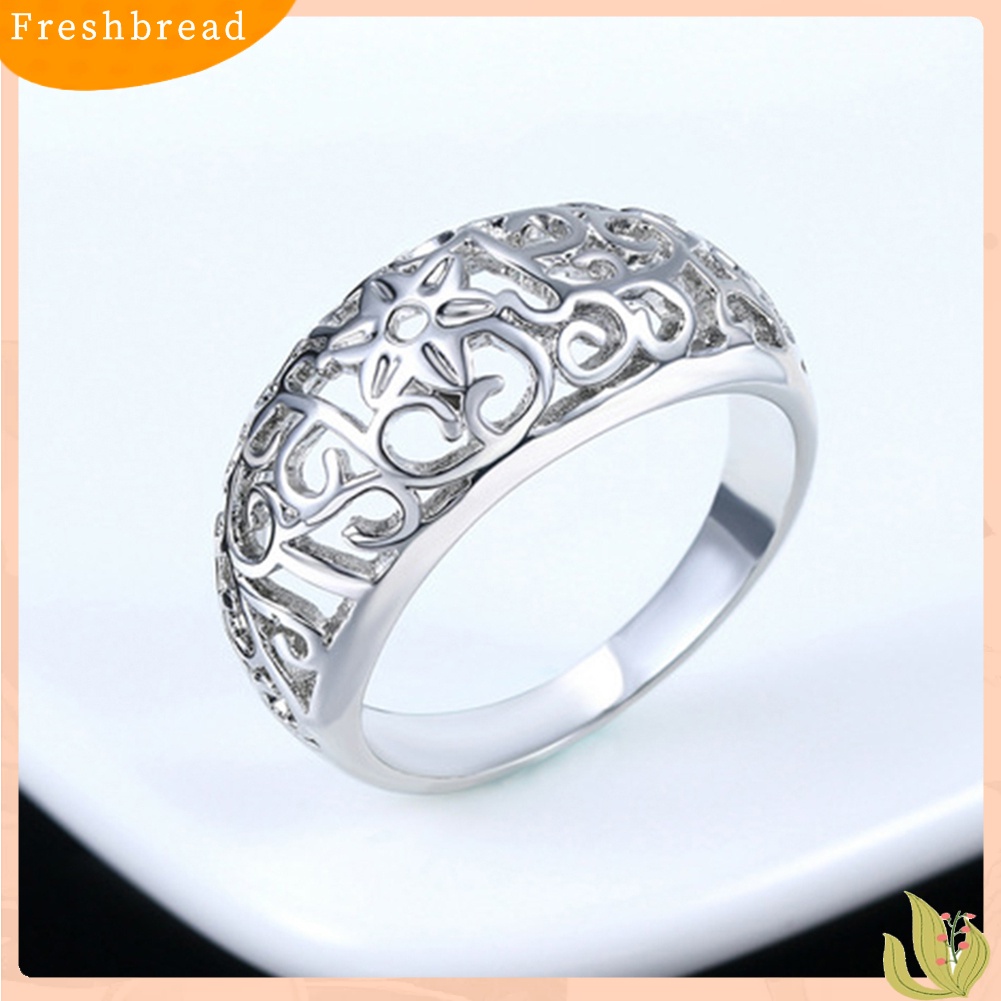 &lt; Freshbread &gt; Fashion Wanita Berongga Bunga Band Handmade Jari Cincin Pertunangan Perhiasan Deor