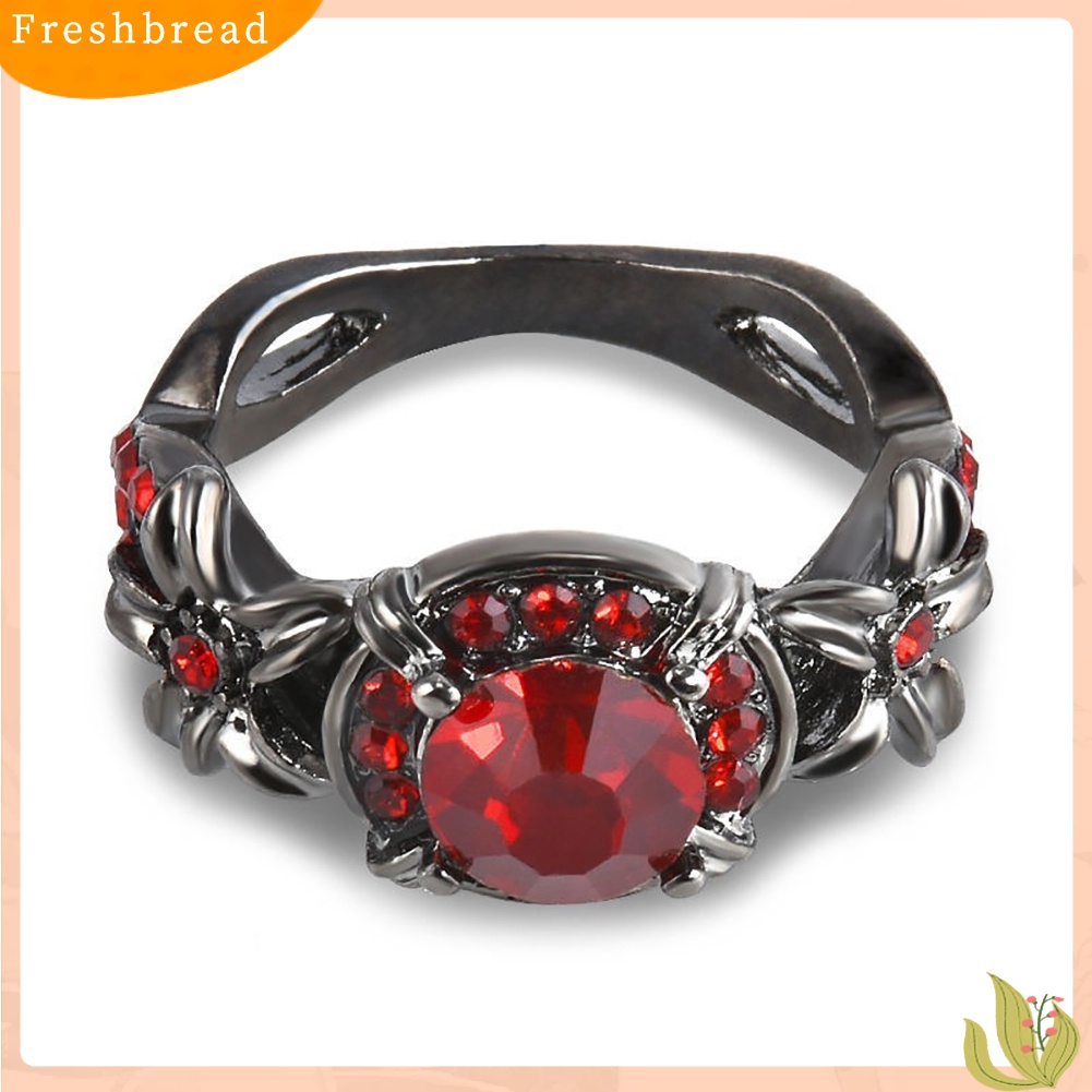 &lt; Freshbread &gt; Wanita Buatan Retro Safir Ruby Berlian Imitasi Perhiasan Cincin Pertunangan Pernikahan