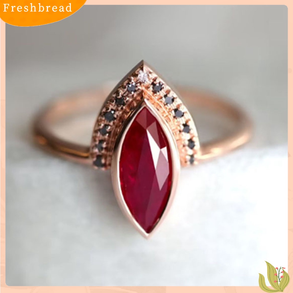 &lt; Freshbread &gt; Cincin Wanita Merah Berlian Imitasi Gaya Vintage Classic Pasangan Knuckle Ring Untuk Pernikahan