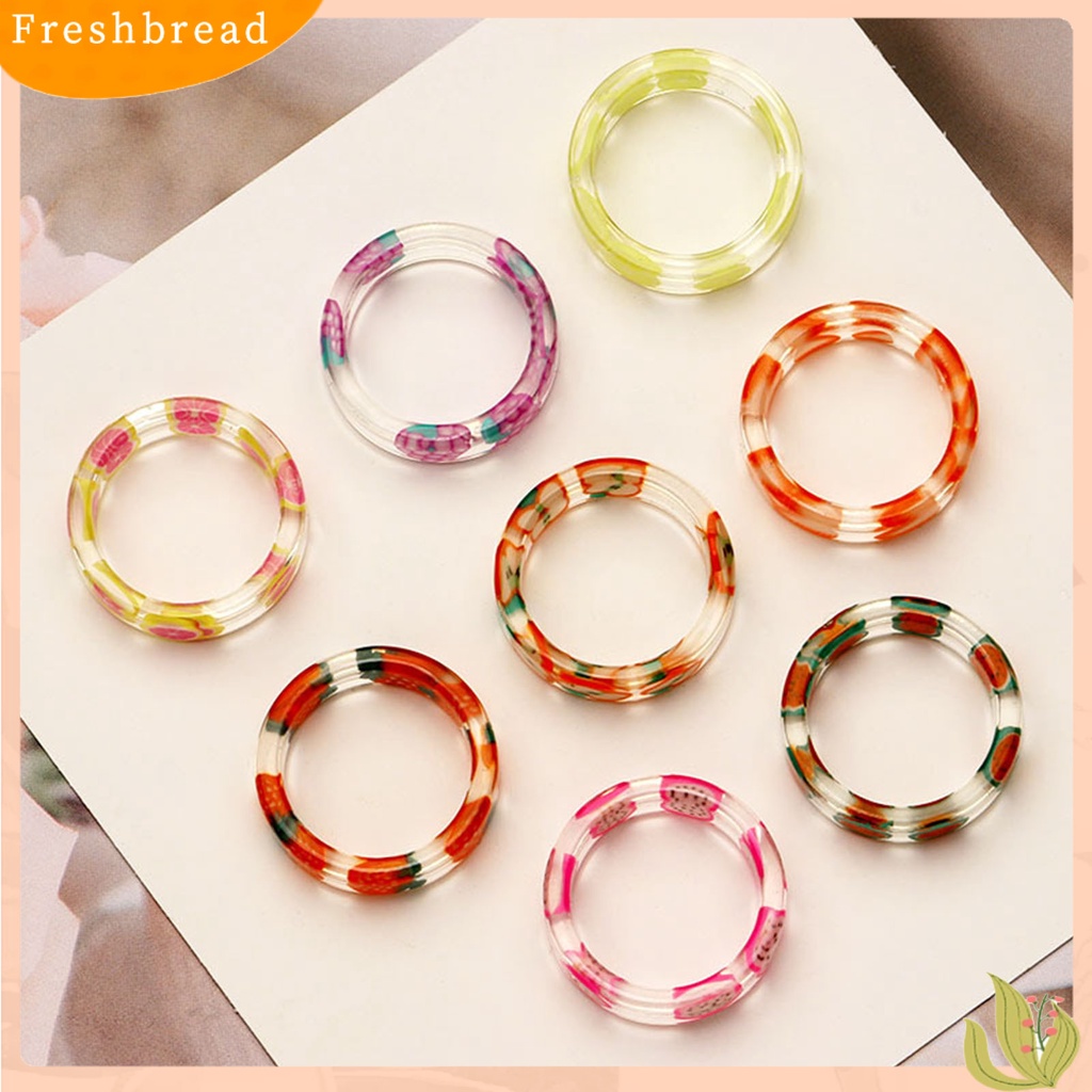 &lt; Freshbread &gt; Wanita Motif Buah Cincin Jari Resin Transparan Halus Hadiah Untuk Hari Valentine