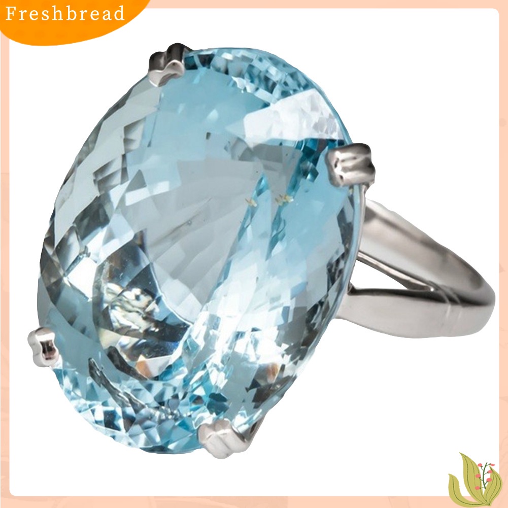 &lt; Freshbread &gt; Glitter Oval Cut Berlian Imitasi Bertatahkan Cincin Pengantin Pernikahan Pertunangan Perhiasan Hadiah