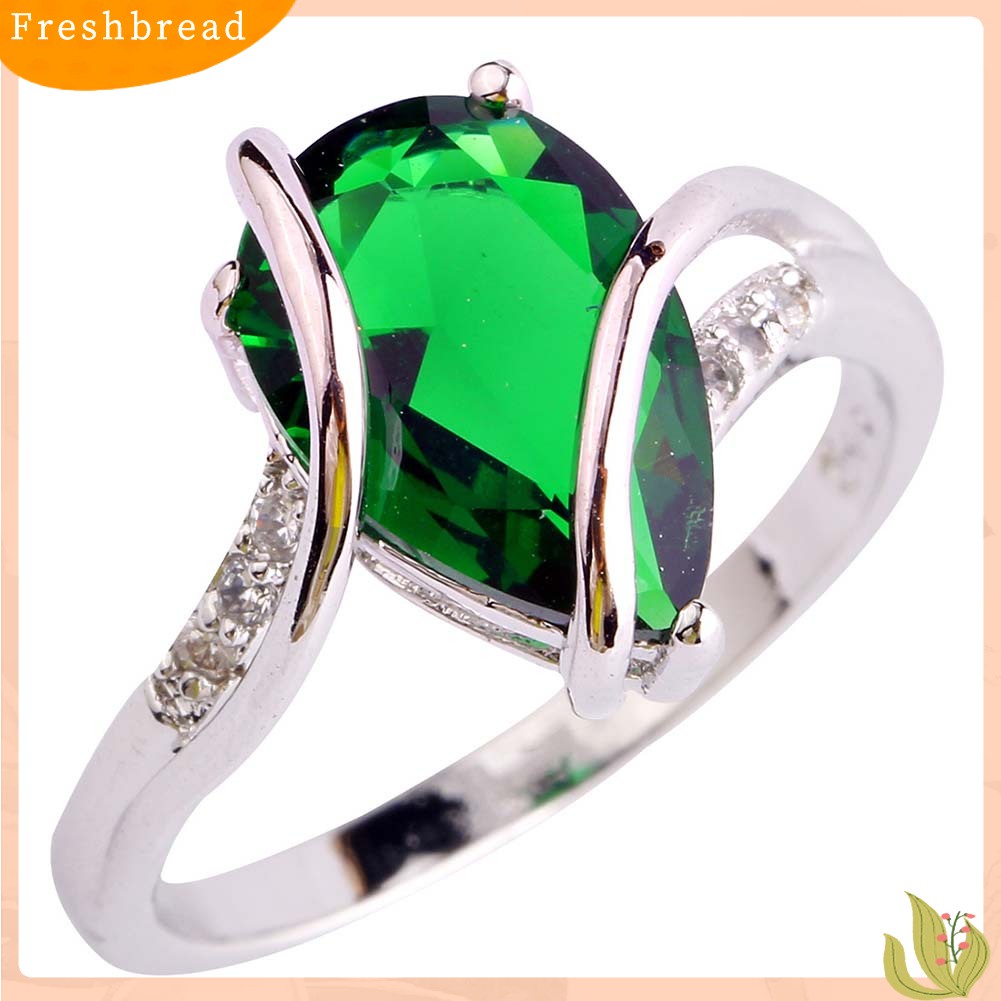 &lt; Freshbread &gt; Fashion Wanita Teardrop Bentuk Berlian Imitasi Bertatahkan Twist Cincin Hadiah Perhiasan Pernikahan