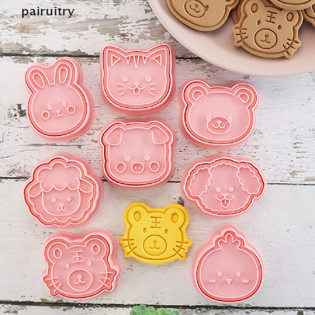 Prt 8PCS Kartun Hewan Cookie Pemotong Pressable Biskuit Cetakan Pesta Baking Mold PRT