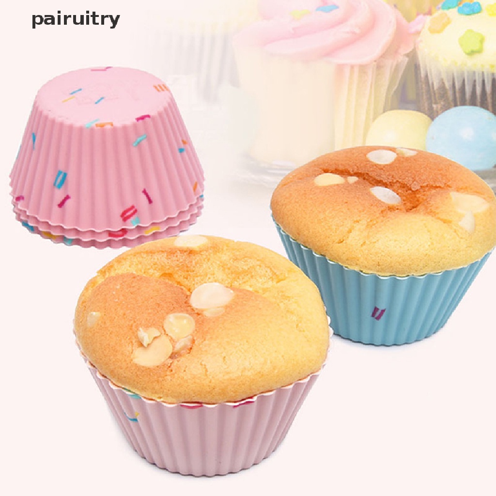 Prt 6pcs/set Reusable Silicone Cupcake Mold Cetakan Kue Muffin Cetakan Kue DIY PRT