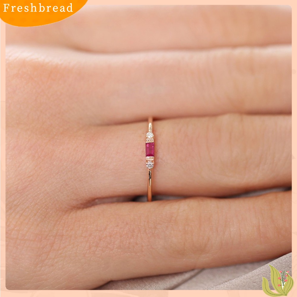 &lt; Freshbread &gt; Wanita Cubic Zirconia Tergabung Band Finger Cincin Pernikahan Pertunangan Perhiasan Hadiah