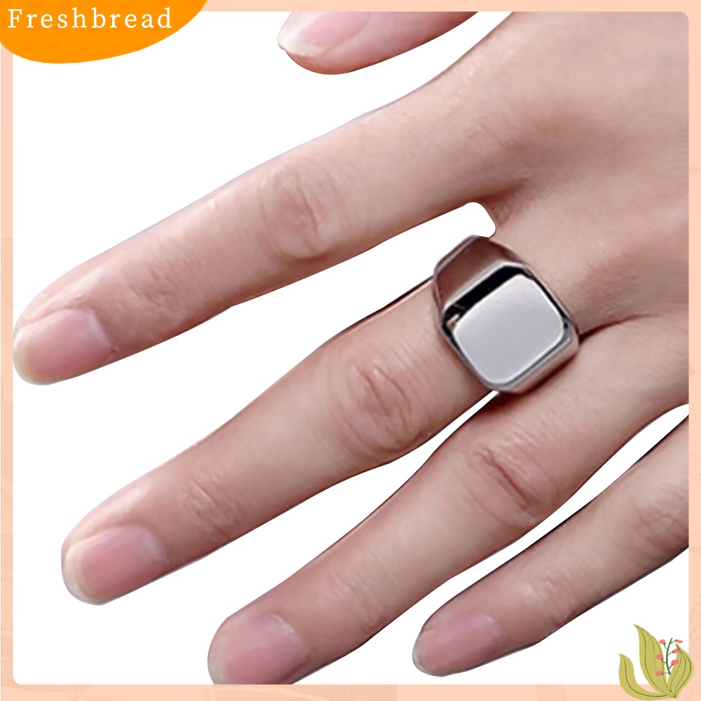 < Freshbread > Club Malam Punk Pria Halus Persegi Lebar Band Jari Cincin Perhiasan Hadiah Ulang Tahun