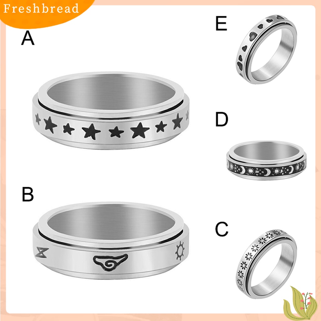 &lt; Freshbread &gt; Spinner Rings Tahan Lama Unisex Anti Karat Alloy Bulan Bintang Fidget Ring Cincin Stress Penghilang Kecemasan Untuk Pesta