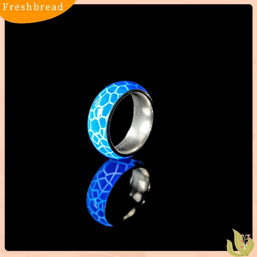 &lt; Freshbread &gt; Cincin Unisex Luminous Turtle Shell Pattern Fluorescent Glowing-In-The Dark Stainless Steel Vintage Plating Ring Untuk Halloween