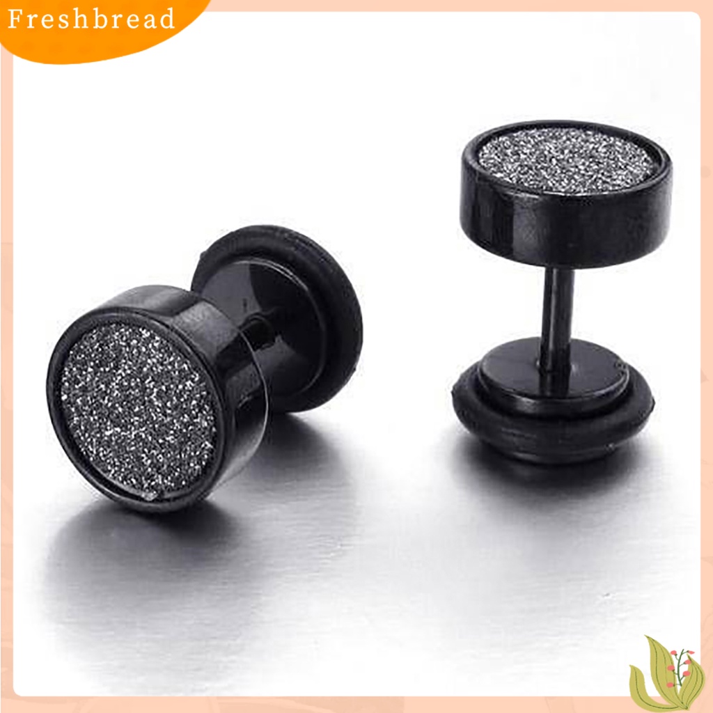 &lt; Freshbread &gt; Anting Stud Tusuk Ulir Telinga Fashion Klasik Bulat Gaya Punk Untuk Pria