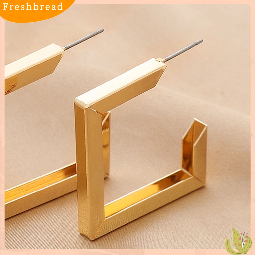 &lt; Freshbread &gt; 1pasang Anting Tusuk Bentuk Rhombic Ins Style Jewelry Plated Geometric Drop Earrings Untuk Pesta