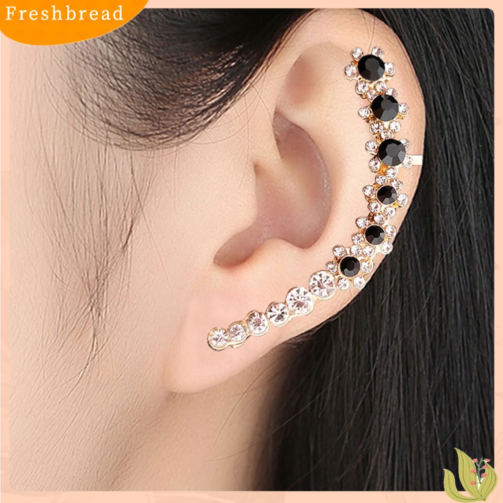 &lt; Freshbread &gt; 1Pc Tindik Terintegrasi Klip Telinga Gadis Kepingan Salju Berlian Imitasi Stud Anting Perhiasan Accesories