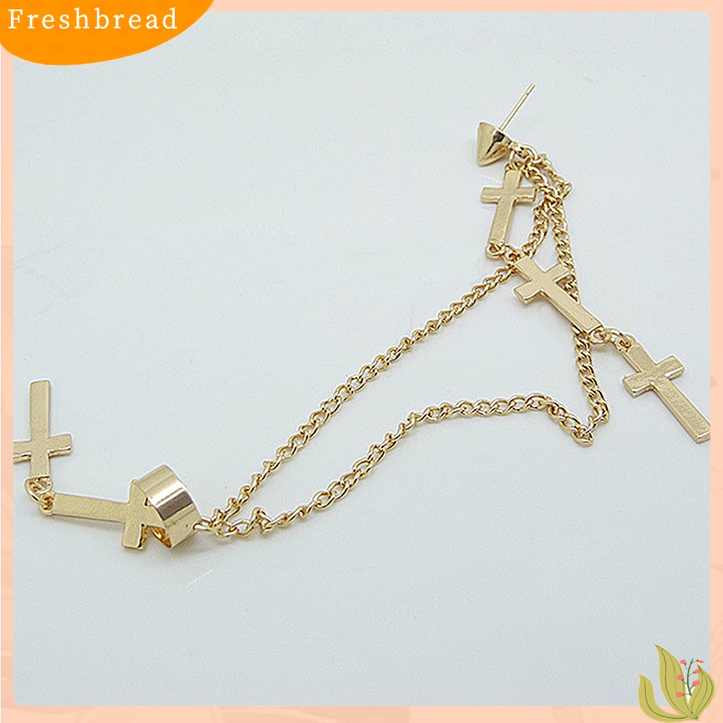 &lt; Freshbread &gt; 1Pc Manset Telinga Cross Juntai Serbaguna Alloy Wanita Fashion Punk Ear Crawler Untuk Wanita