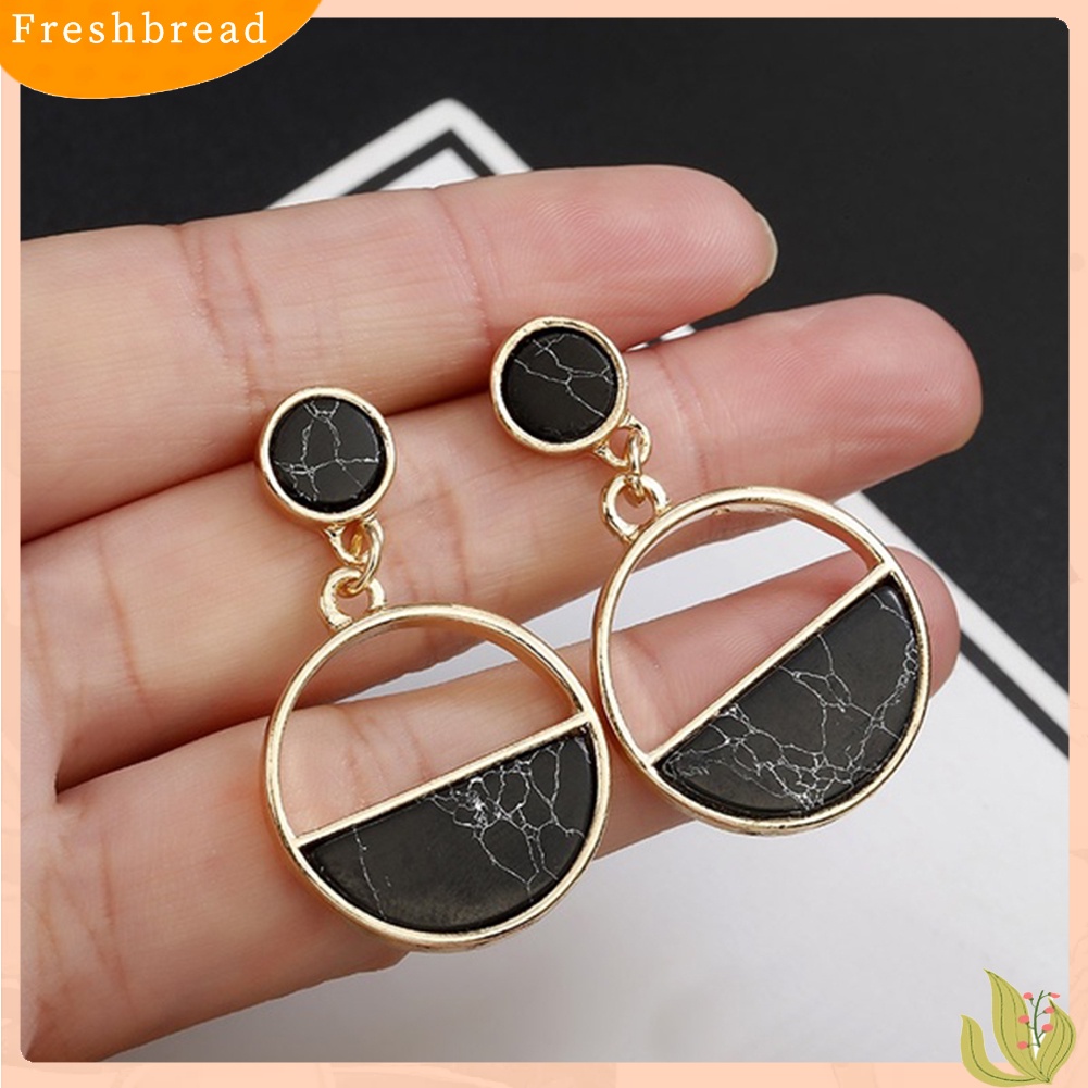 &lt; Freshbread &gt; Fashion Wanita Marmer Bijian Bulat Geometris Menjuntai Ear Stud Earrings Perhiasan Hadiah