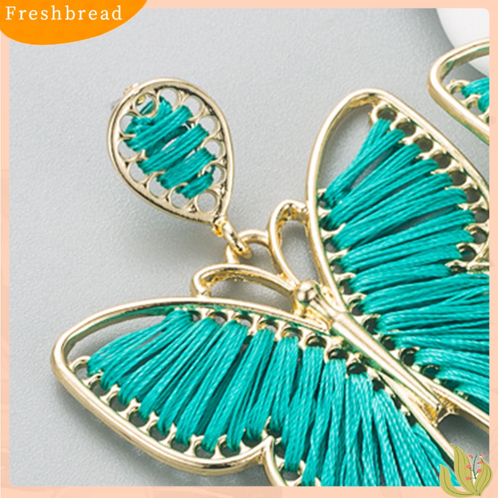 &lt; Freshbread &gt; 1pasang Drop Earring Indah Elegan Gaya Boho Warna-Warni Desain Kupu-Kupu Anting Wanita Untuk Pacaran