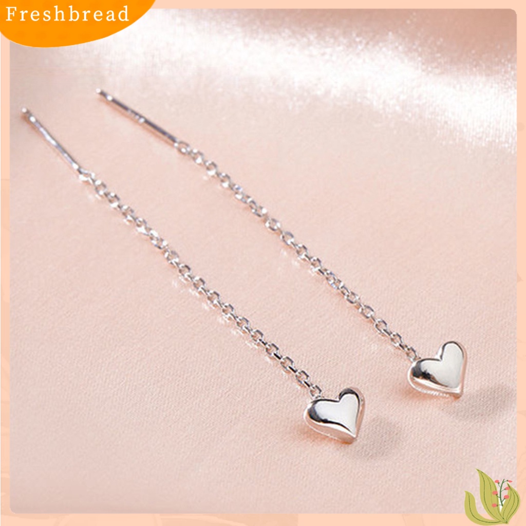 &lt; Freshbread &gt; 1pasang Tindik Temperamen Ringan Lady Earrings Jantung Kecil Panjang Rumbai Drop Earrings Aksesoris Perhiasan