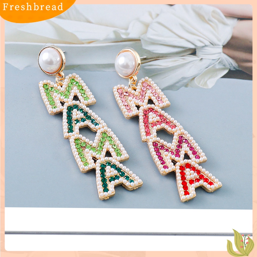 &lt; Freshbread &gt; 1pasang Anting Menjuntai Huruf Berlian Imitasi Berlebihan Anting Drop Panjang Elegan Untuk Pernikahan