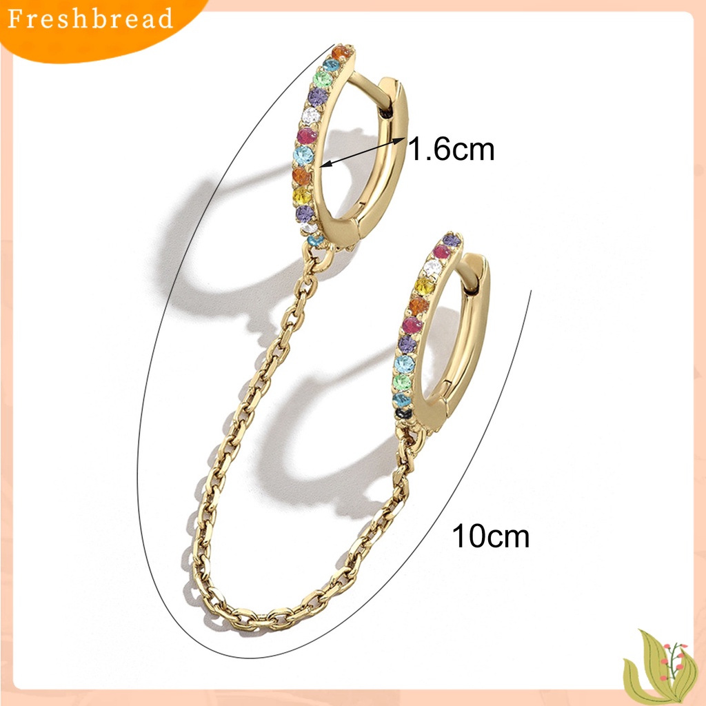 < Freshbread > 1Pc Rantai Telinga Hias Nice-looking Bersinar Cincin Ganda Berlian Imitasi Rantai Anting Perhiasan Aksesori
