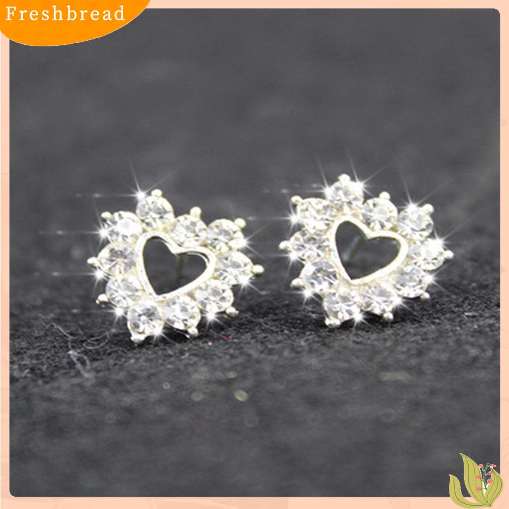 < Freshbread > 1pasang Ear Studs Heart Cubic Zirconia Korea Bow Rabbit Cherry Mutiara Imitasi Stud Earrings Aksesoris Perhiasan