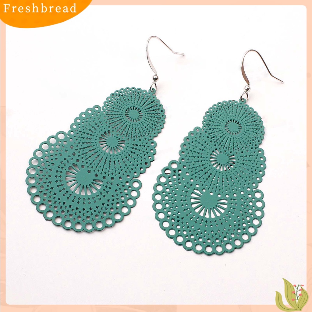 &lt; Freshbread &gt; 1pasang Anting Lady Bulat Hollow Out Liontin Vintage Anting Gantung Untuk Hadiah